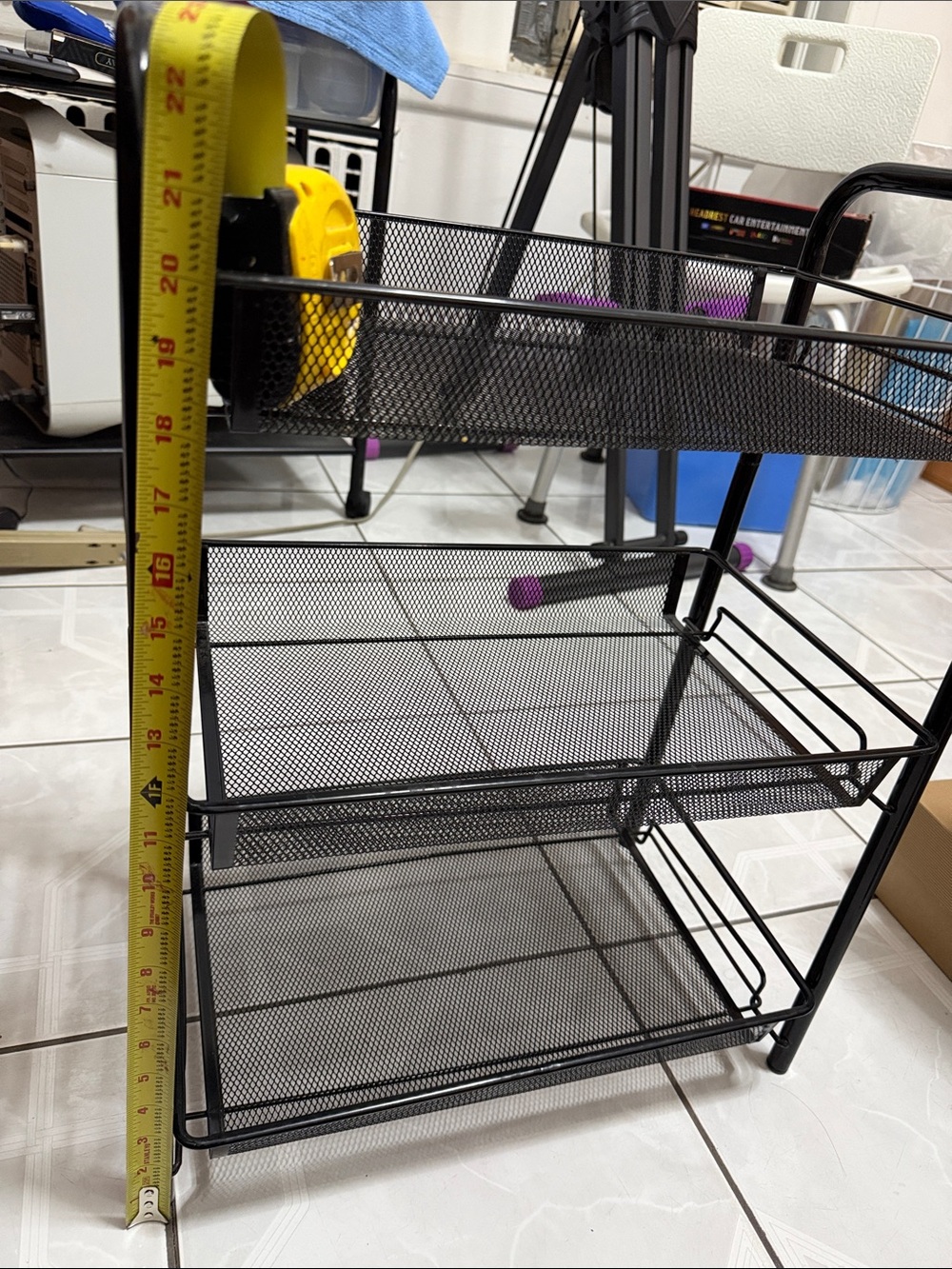 Black Metal Mesh 3-Tier Storage Shelf - Brand - Picture 5 of 9